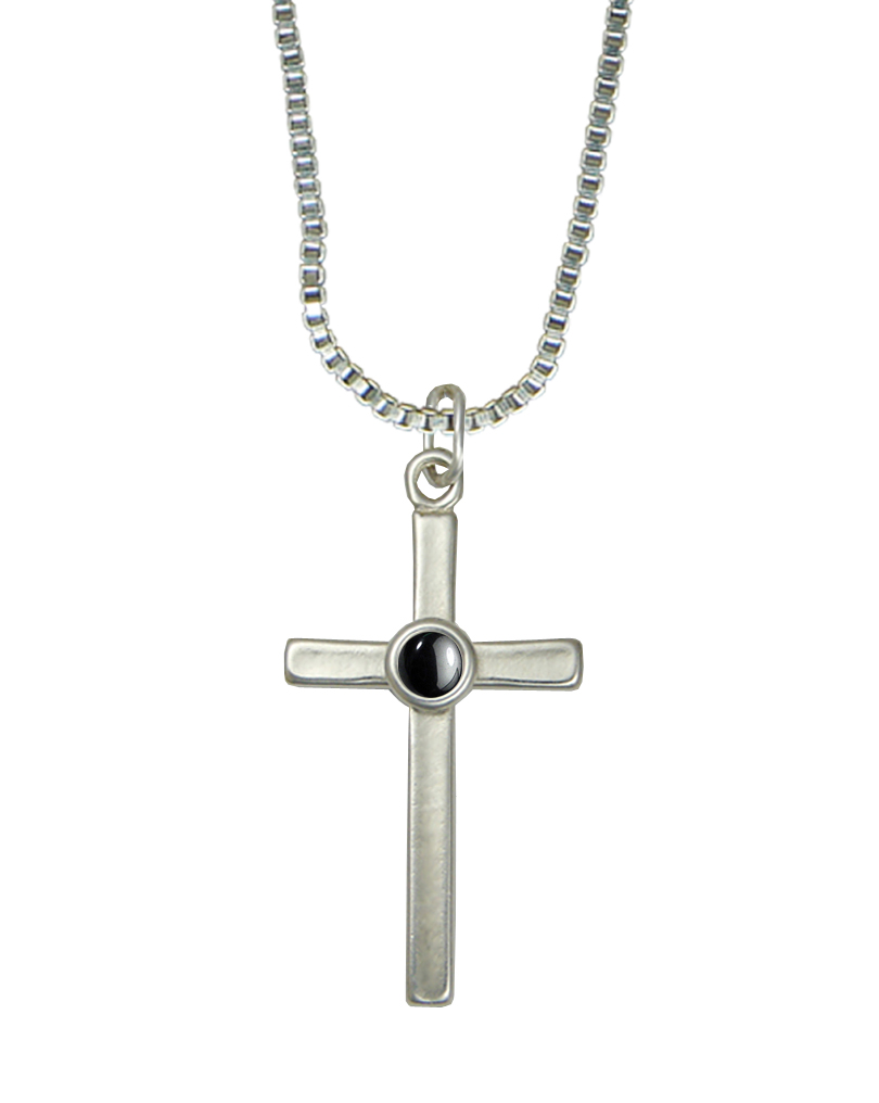 Sterling Silver Cross Pendant With Hematite